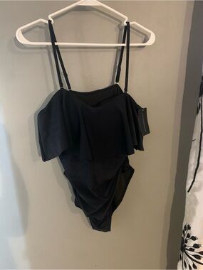 NWT Black Ruffle One-Piece Swimsuit